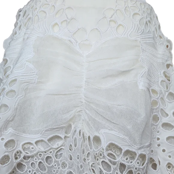 Chloé White Linen Blend Butterfly Lace Mini Skirt - Picture 9 of 17